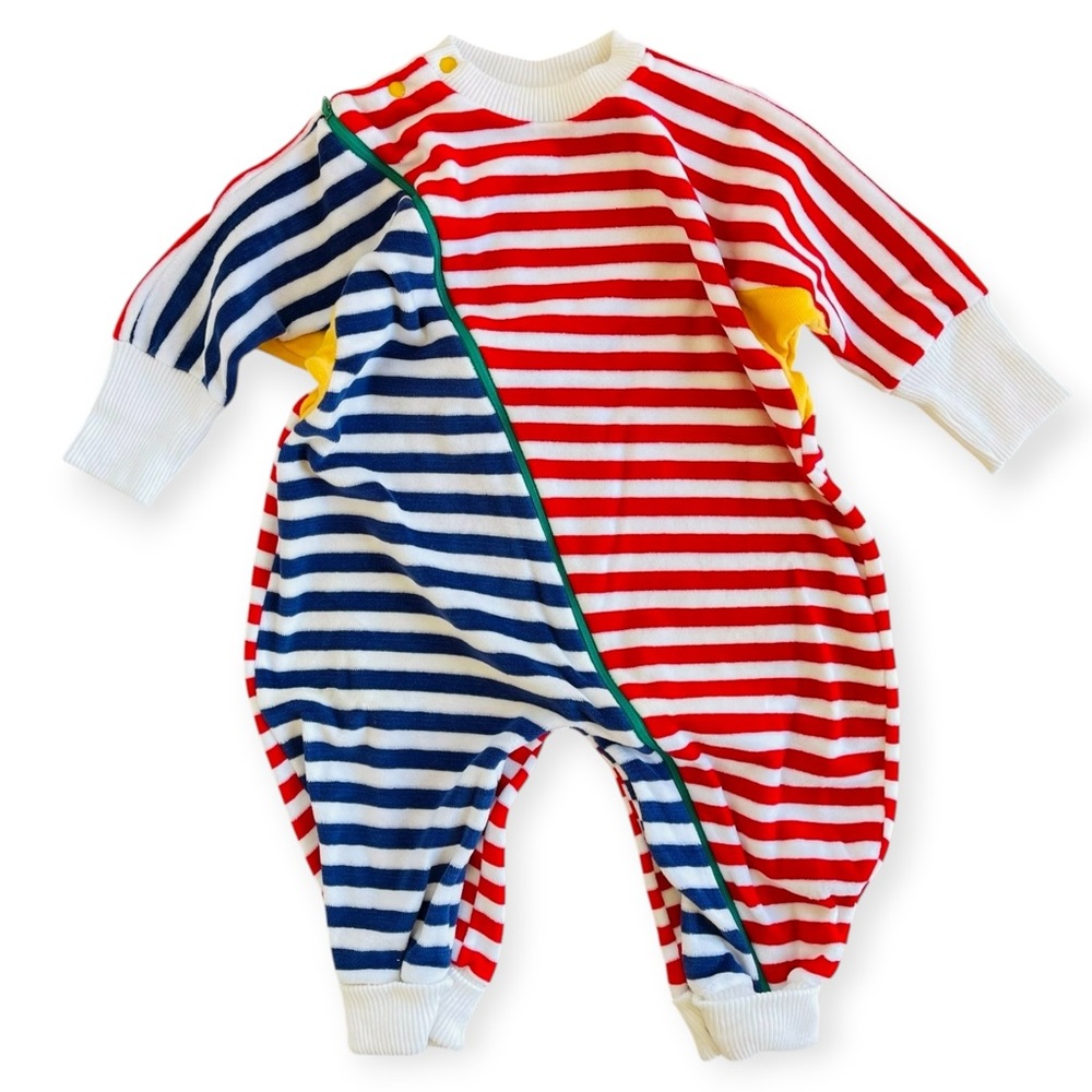 Vintage Little Me by Schwab Striped Rainbow Primary Baby Romper Jumper 18mo
